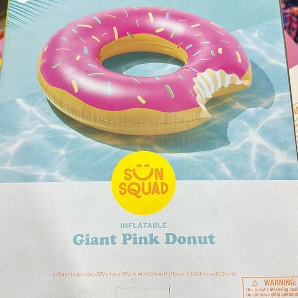 The Strawberry Donut Pool Float 3 ft 9 in Long - Picture 3 of 3